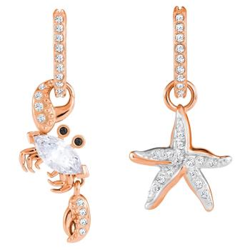 Kolczyki SWAROVSKI • Ocean Crab Pierced Earrings, White, Rose gold plating 5480784