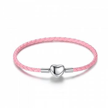 Bransoletka modułowa serce ekoskóra różowa • FUG0956