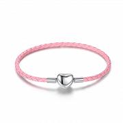 Bransoletka modułowa serce ekoskóra różowa • FUG0956