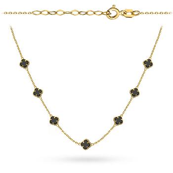 Naszyjnik złoty czarne koniczyny FUG3-37-N00616-2