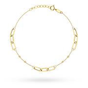 Bransoletka złota długie ogniwa i diamentowane kulki FUG2-B00985-585