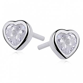 Srebrne kolczyki serca z cyrkonią FUGR0072