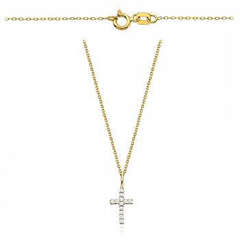 Naszyjnik złoty krzyżyk z cyrkoniami FUG3-21-N00453-2