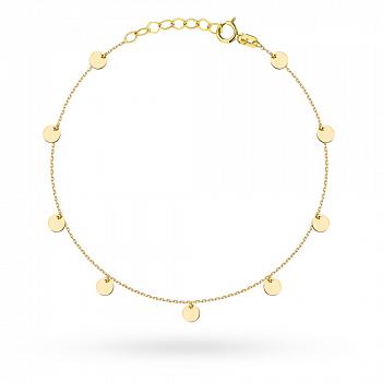 Bransoletka złota pełne kółka na nogę FUG2-25-B00822-2