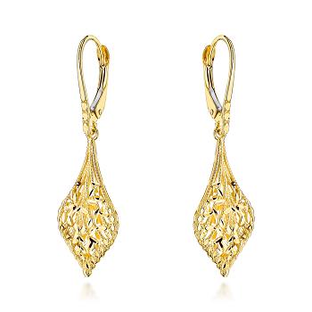 Kolczyki złote listki zdobione diamentowaniem FUG7-K01821-585