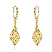 Kolczyki złote listki zdobione diamentowaniem FUG7-K01821-585