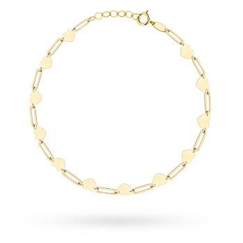 Bransoletka złota ogniwa i serca FUG2-40-B01010-2