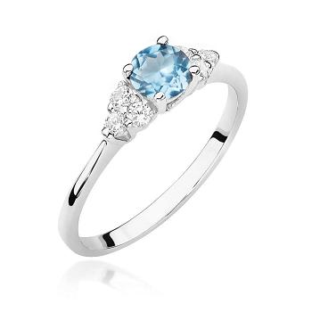 Pierścionek zaręczynowy z brylantami i topazem 0.18ct