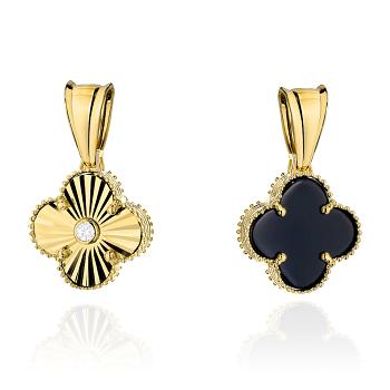 Zawieszka czarna koniczynka dwustronna FUG6-34-Z00554-2