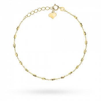 Bransoletka złota diamentowane kulki i serce FUG2-17-B00805-2