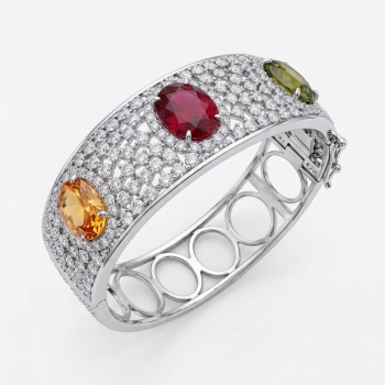 Bransoletka srebrna z kolorowymi kamieniami FUGBA-0290