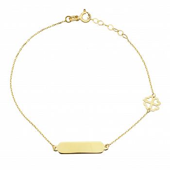 Bransoletka złota blaszka i koniczyna FUG2-4-B00423-2