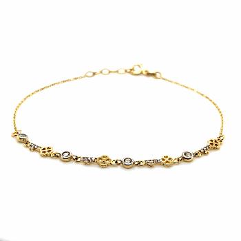 Bransoletka złota koniczynki z cyrkoniami FUG2-4-B00019-2