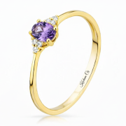 Pierścionek zaręczynowy złoty z fioletową cyrkonią XFP2052F