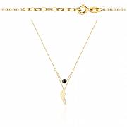Naszyjnik celebrytka złota skrzydło z czarnym kamieniem FUG3-4-CN00260-2