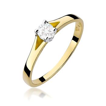 Pierścionek zaręczynowy z żółtego złota z diamentem laboratoryjnym 0.20ct