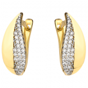 Kolczyki złote listki z białymi kamieniami FUG7-4-K00682-2