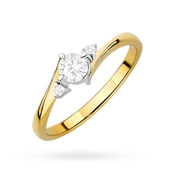 Pierścionek zaręczynowy z żółtego złota z diamentami laboratoryjnymi 0.27ct