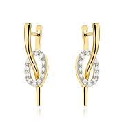 Kolczyki złote fala i owal z cyrkoniami FUG7-K01784-585