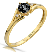 Pierścionek zaręczynowy złoty z czarną cyrkonią