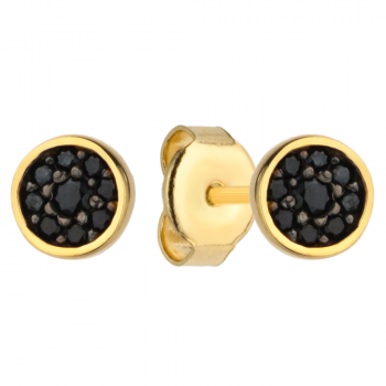 Kolczyki złote okrągłe z czarnymi kamieniami FUG7-21-K00662-2