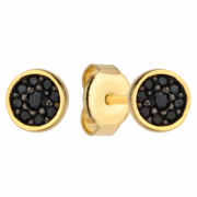 Kolczyki złote okrągłe z czarnymi kamieniami FUG7-21-K00662-2