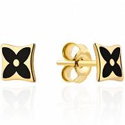 Kolczyki złote czarny kwiatek FUG7-4-K00962-2