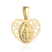 Medalik z żółtego złota Cudowny Medalik w ażurowym sercu FUG5-M00065-375