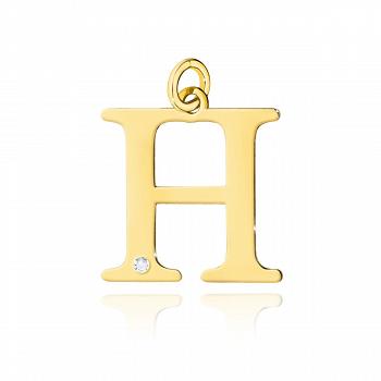 Zawieszka złota mała literka H z brylantem ZMFUG-H