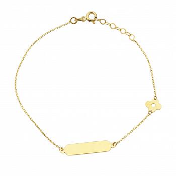 Bransoletka złota blaszka i kwiatek FUG2-21-B00422-2