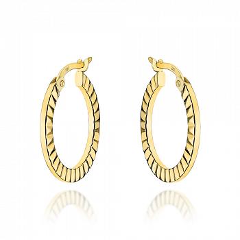 Kolczyki złote kółka żłobione po bokach FUG7-17-K01514-2