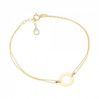 Bransoletka złota kółko na podwójnym łańcuszku FUG2-4-B00457-2