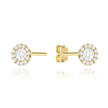 Kolczyki złote okrągłe z cyrkoniami i ażurowym tyłem FUG7-17-K01664-2