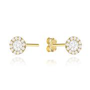 Kolczyki złote okrągłe z cyrkoniami i ażurowym tyłem FUG7-17-K01664-2