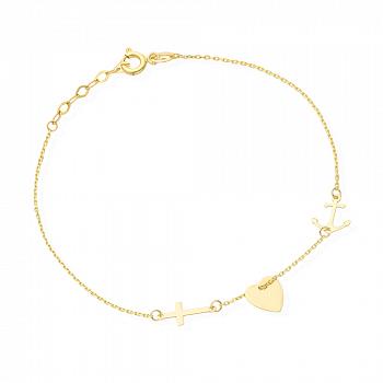 Bransoletka z żółtego złota Wiara Nadzieja Miłość FUG2-4-B00453-2