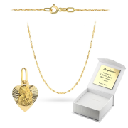 Złoty Medalik Matka Boska Częstochowska z łańcuszkiem Singapur komplet prezent Komunia Chrzest