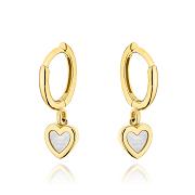 Kolczyki złote kółeczko z sercem z masą perłową FUG7-17-K01584-2