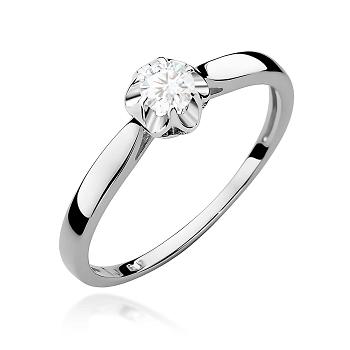 Pierścionek zaręczynowy z białego złota z diamentem laboratoryjnym 0.15ct
