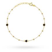 Bransoletka złota z czarnymi kamieniami i gładkimi kulkami FUG2-B01105-585