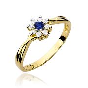 Pierścionek zaręczynowy z brylantami i szafirem 0.12