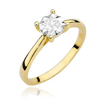 Pierścionek zaręczynowy z żółtego złota z diamentem laboratoryjnym 0.20ct
