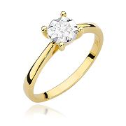 Pierścionek zaręczynowy z żółtego złota z diamentem laboratoryjnym 0.20ct
