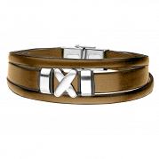 Bransoletka męska skórzana, stal szlachetna BA747E