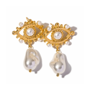 Kolczyki damskie złote z perłami FUGJDEW2306036P