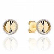 Kolczyki złote diamentowane kółko z białymi cyrkoniami FUG7-17-K01021-2