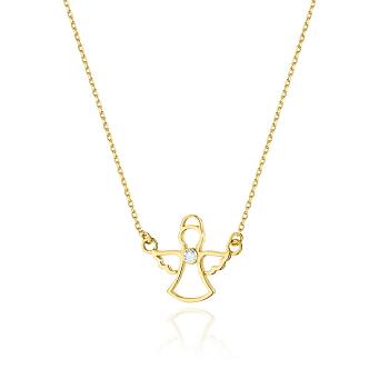 Naszyjnik złoty celebrytka aniołek z brylantem 0.0145 CF-44