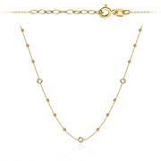 Naszyjnik złoty z białymi kamieniami i diamentowanymi kulkami FUG3-4-N00359-2