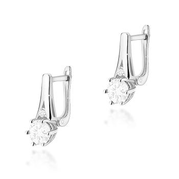 Kolczyki z białego złota z białymi szafirami i brylantami FKO572-B585-BS1.20/0.03