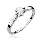 Pierścionek zaręczynowy z białęgo złota z brylantem 0.15ct