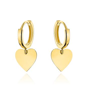 Kolczyki złote kółeczko z wiszącym sercem FUG7-37-K01560-2